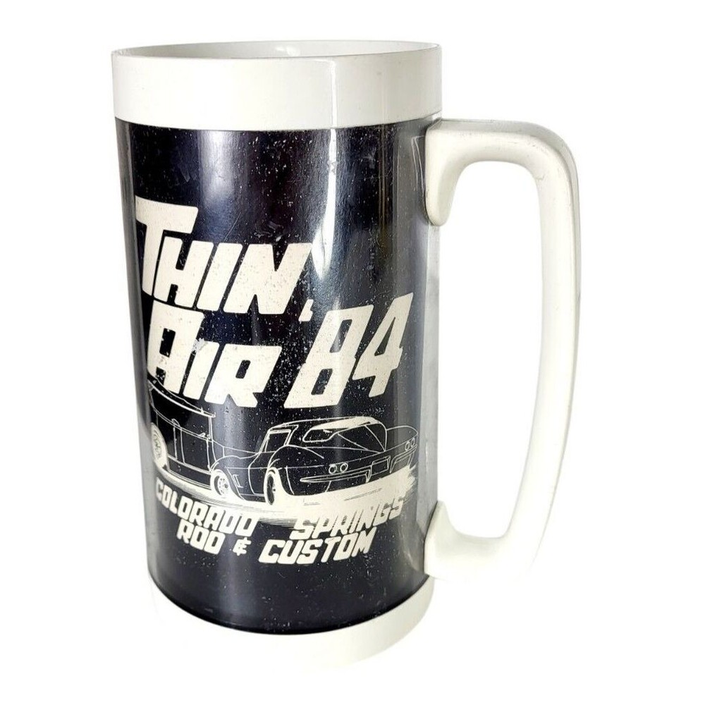 Vintage 80s NSRA  Hot Rod Thin Air Colorado Springs Rod & Custom Thermo-Serv Mug